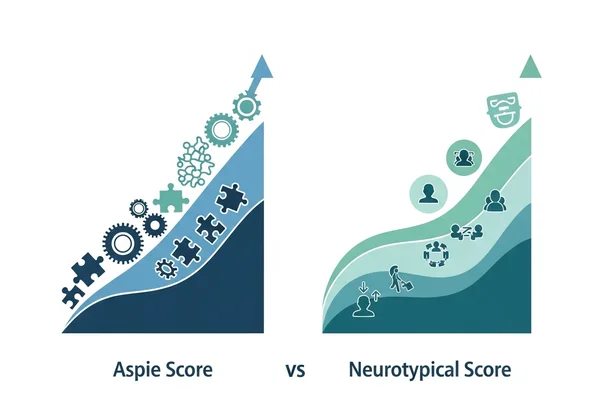 A graphic showing Aspie vs. Neurotypical score scales