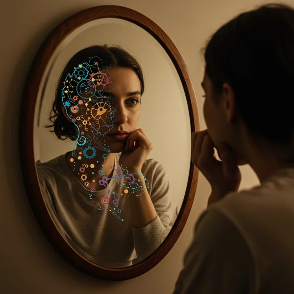Person seeing neurodivergent traits reflected in a mirror