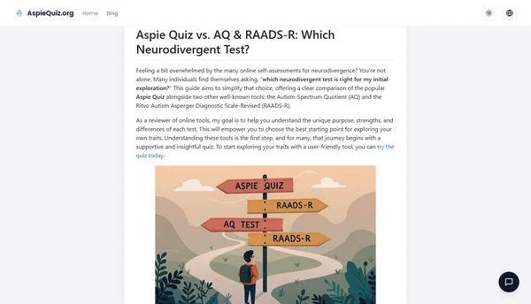 Aspie Quiz vs. AQ & RAADS-R: Which Neurodivergent Test?