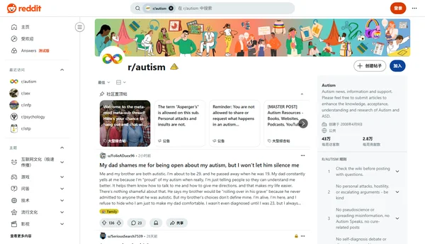 Reddit r/autism Community