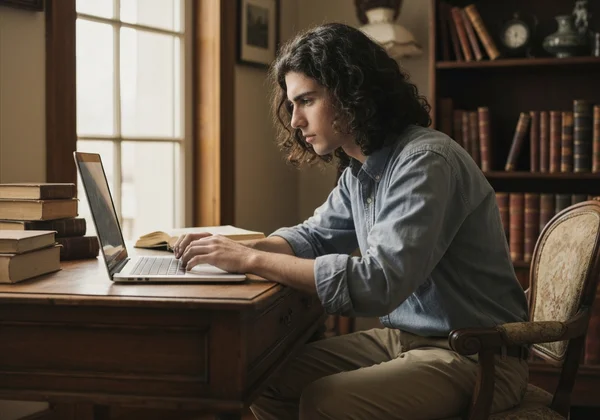 Pengguna sedang mengambil kuiz neurodiversiti dalam talian dengan penuh pemikiran