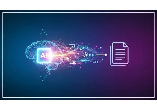 AIがパーソナライズされたレポートを生成する抽象的な描写