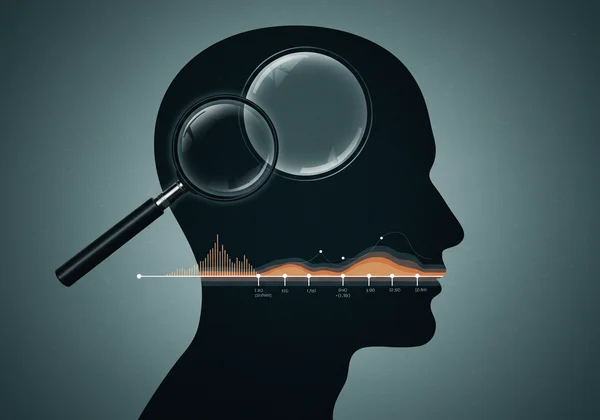 Magnifying glass over adult for deeper RAADS-R assessment