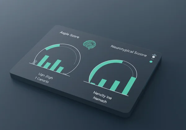 Digital interface showing Aspie and Neurotypical quiz scores