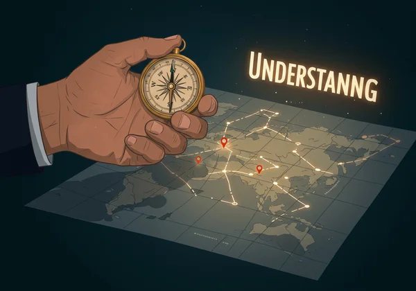A compass on a map, symbolizing guidance.