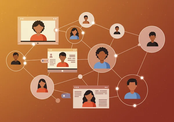Diverse group of people connecting in a supportive community.