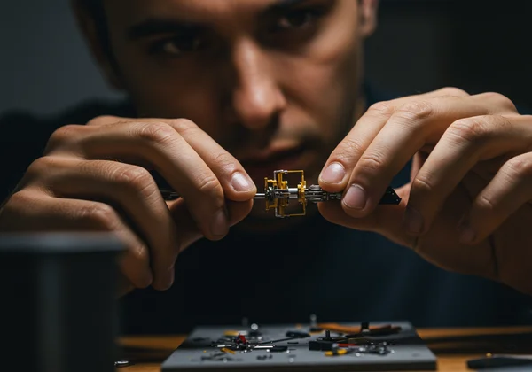Personne intensément concentrée sur son intérêt spécifique détaillé.