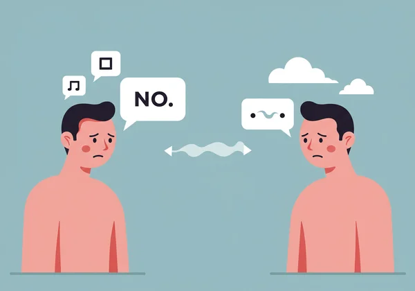 Two people with different communication styles, bridging gap.
