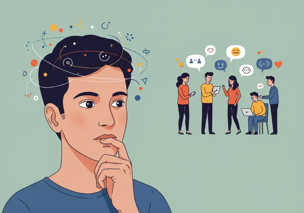 Person observing social nonverbal cues in a group setting